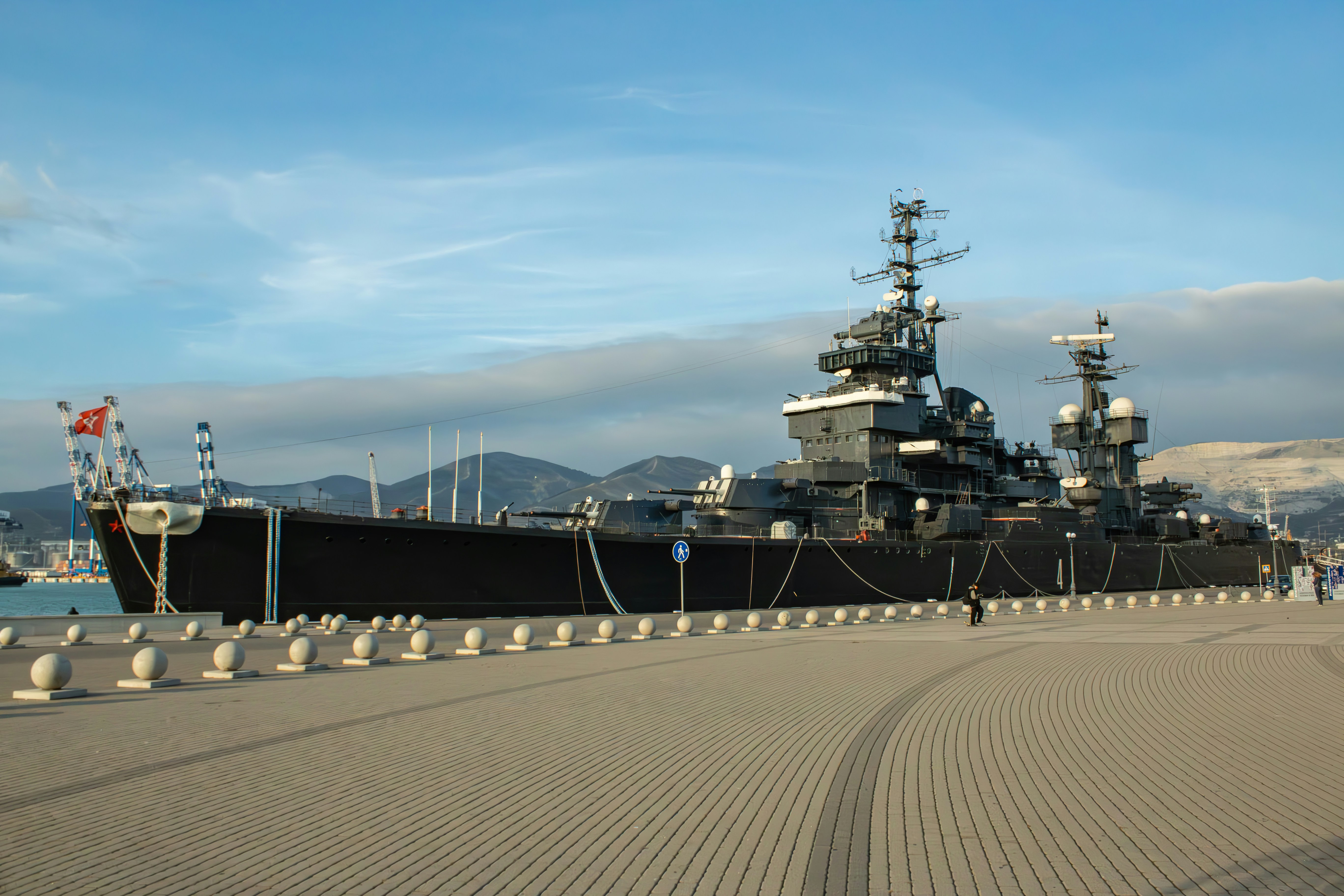 Large ship on sandy beach
