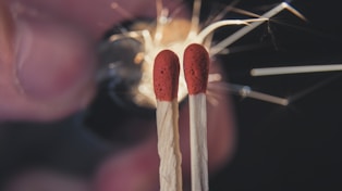 Two matchsticks sticking out of a match