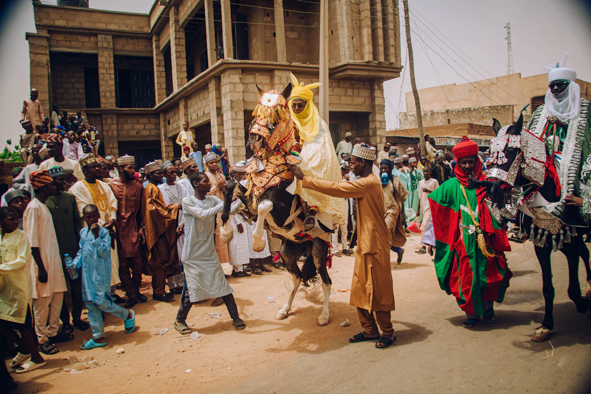 Busy street scene in northern Nigeria