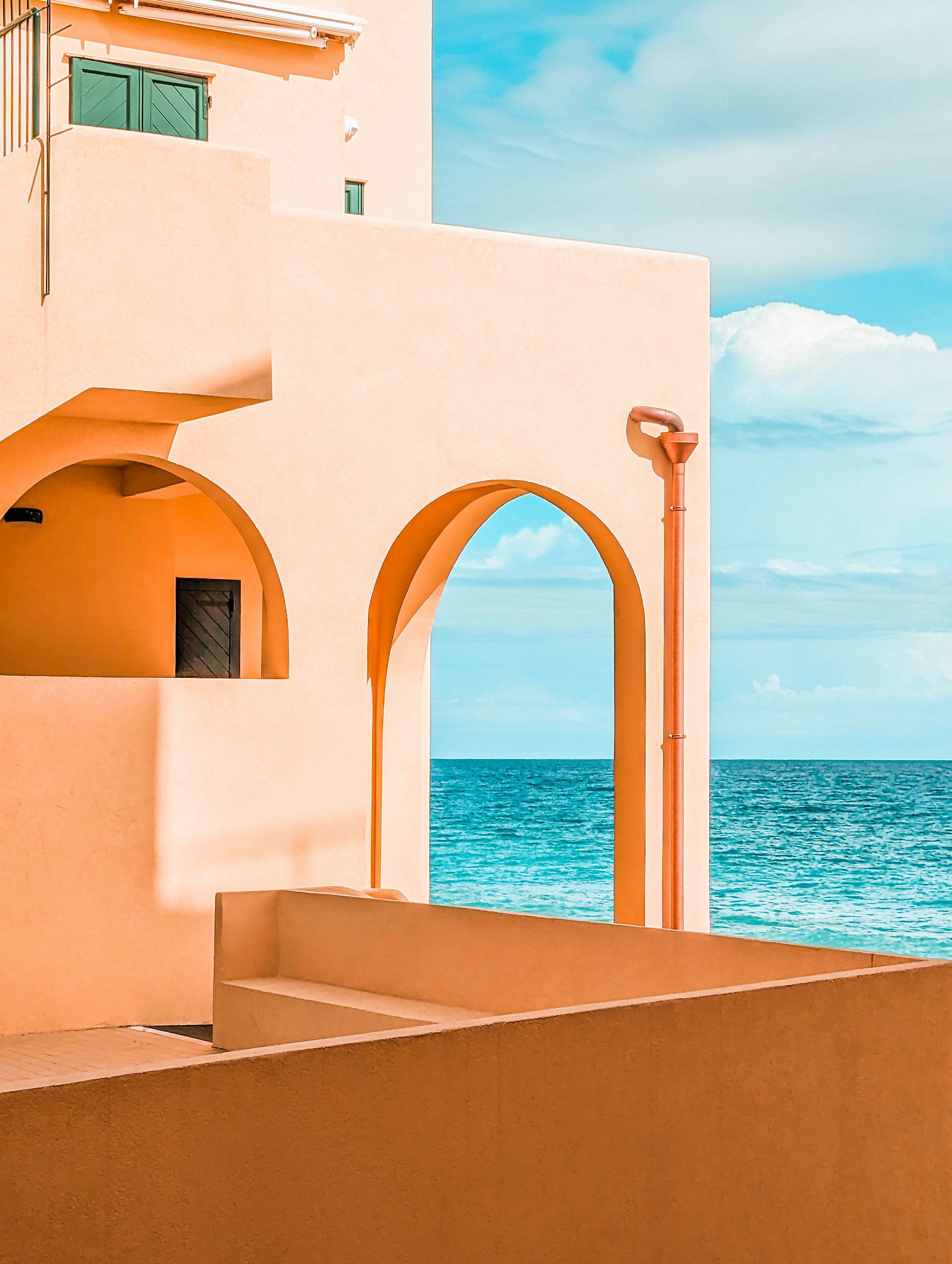 A view of the ocean from a balcony