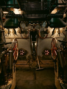 A view of the inside of a steam engine
