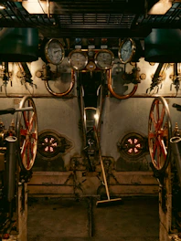 A view of the inside of a steam engine