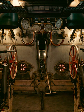 A view of the inside of a steam engine