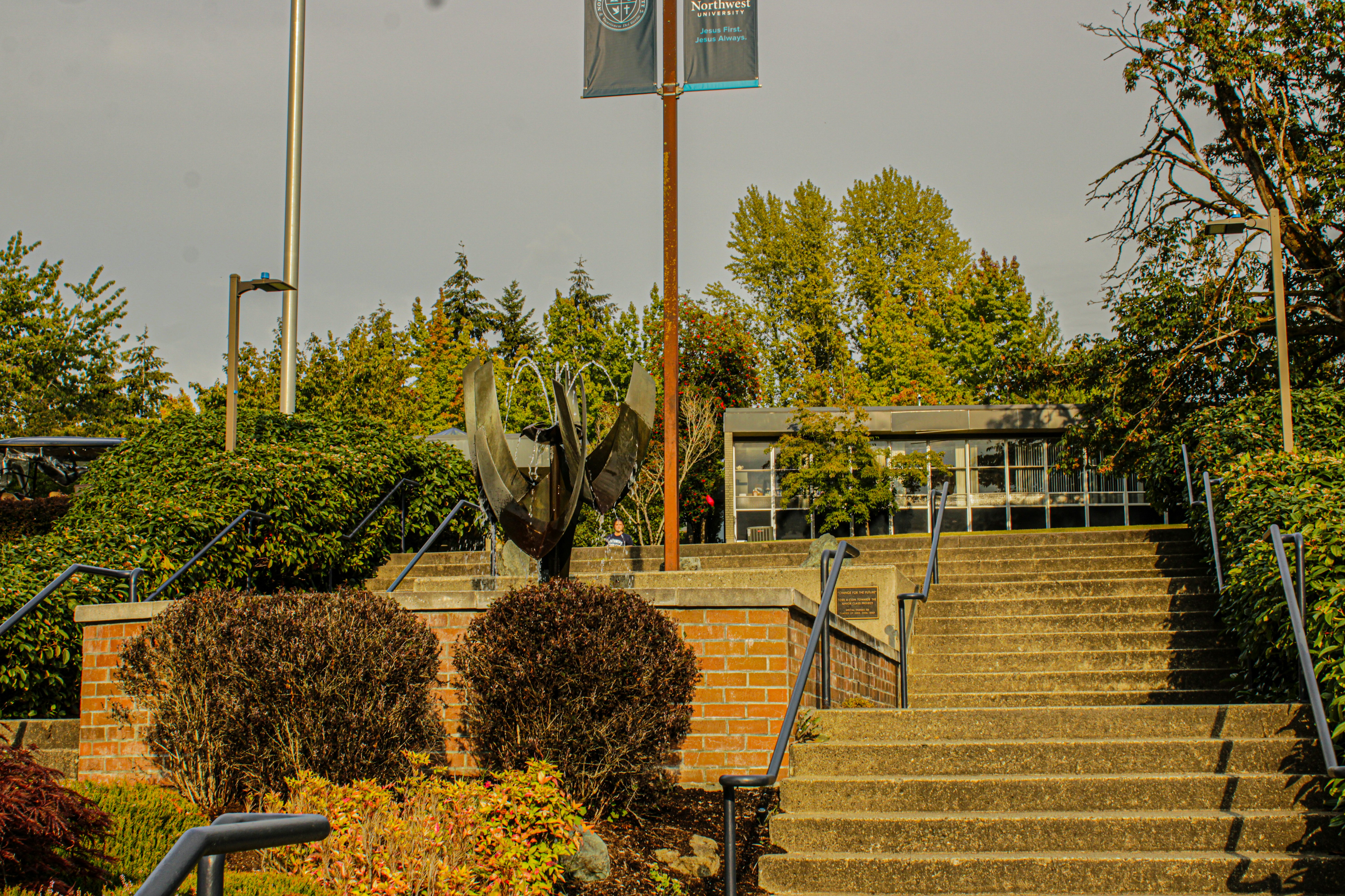 A set of stairs leading up to a building