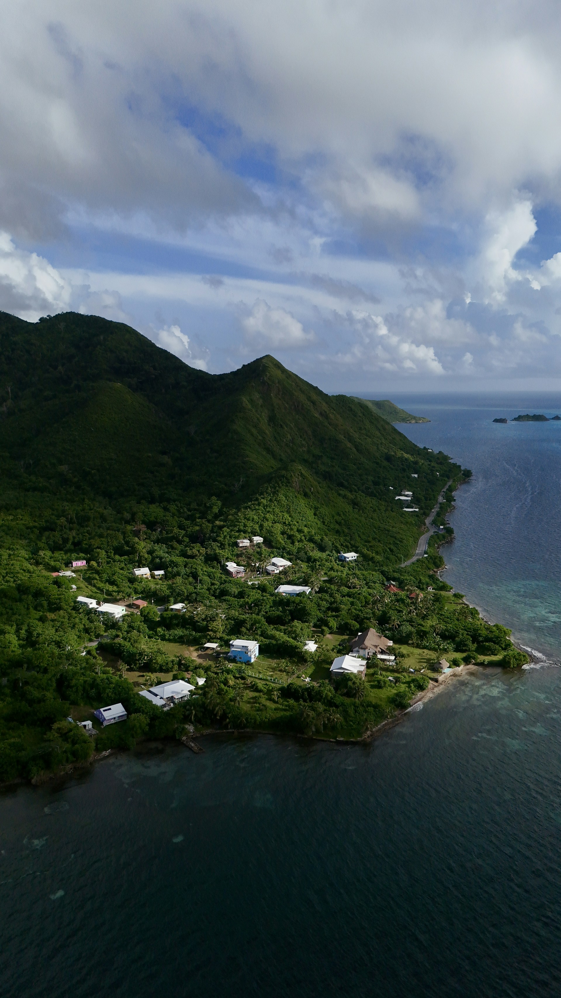 An aerial view of a small island in the middle of the ocean