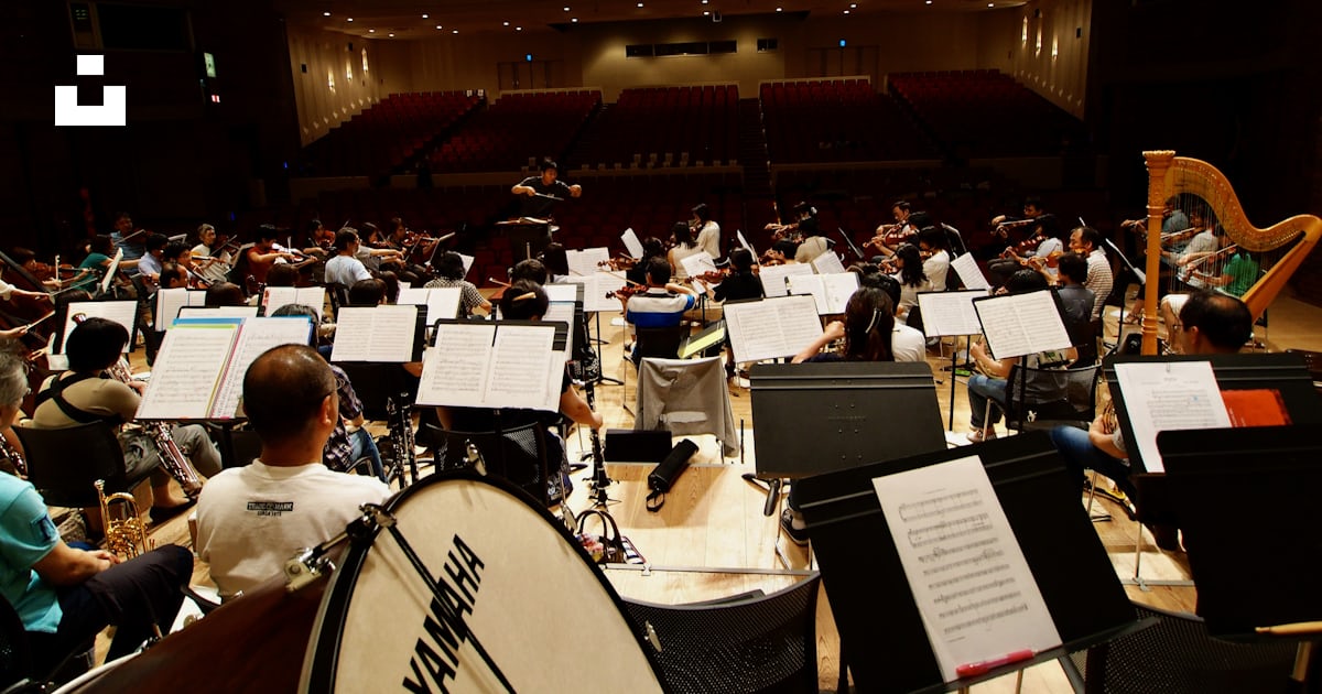 A large orchestra with lots of musical instruments photo – Free Music ...