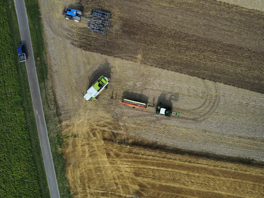 Farm machinery working across a field