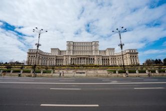 A large building sitting on the side of a road