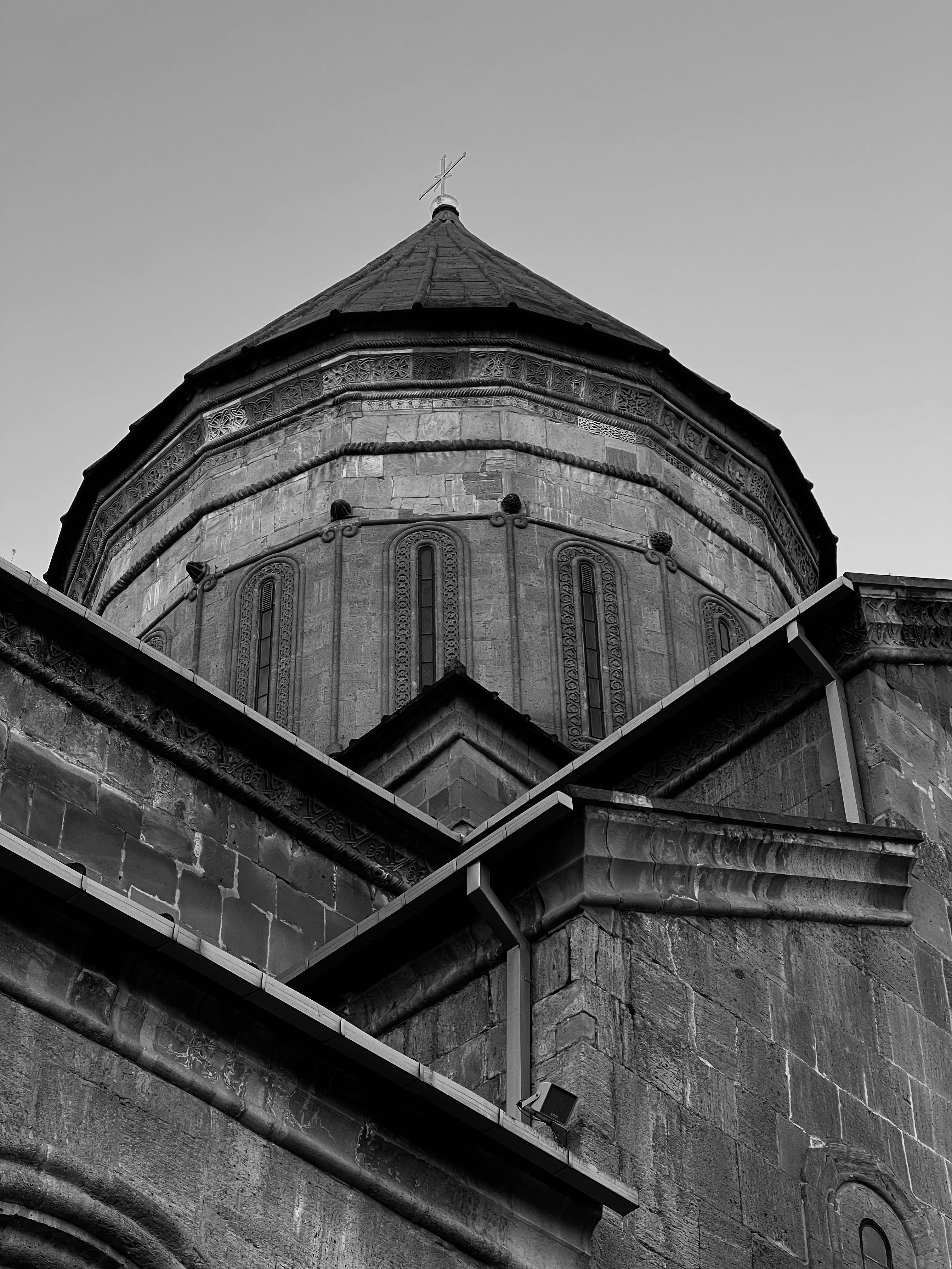 A black and white photo of an old building