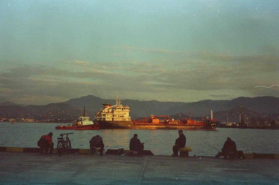 Batumi coastal boulevard at sunset