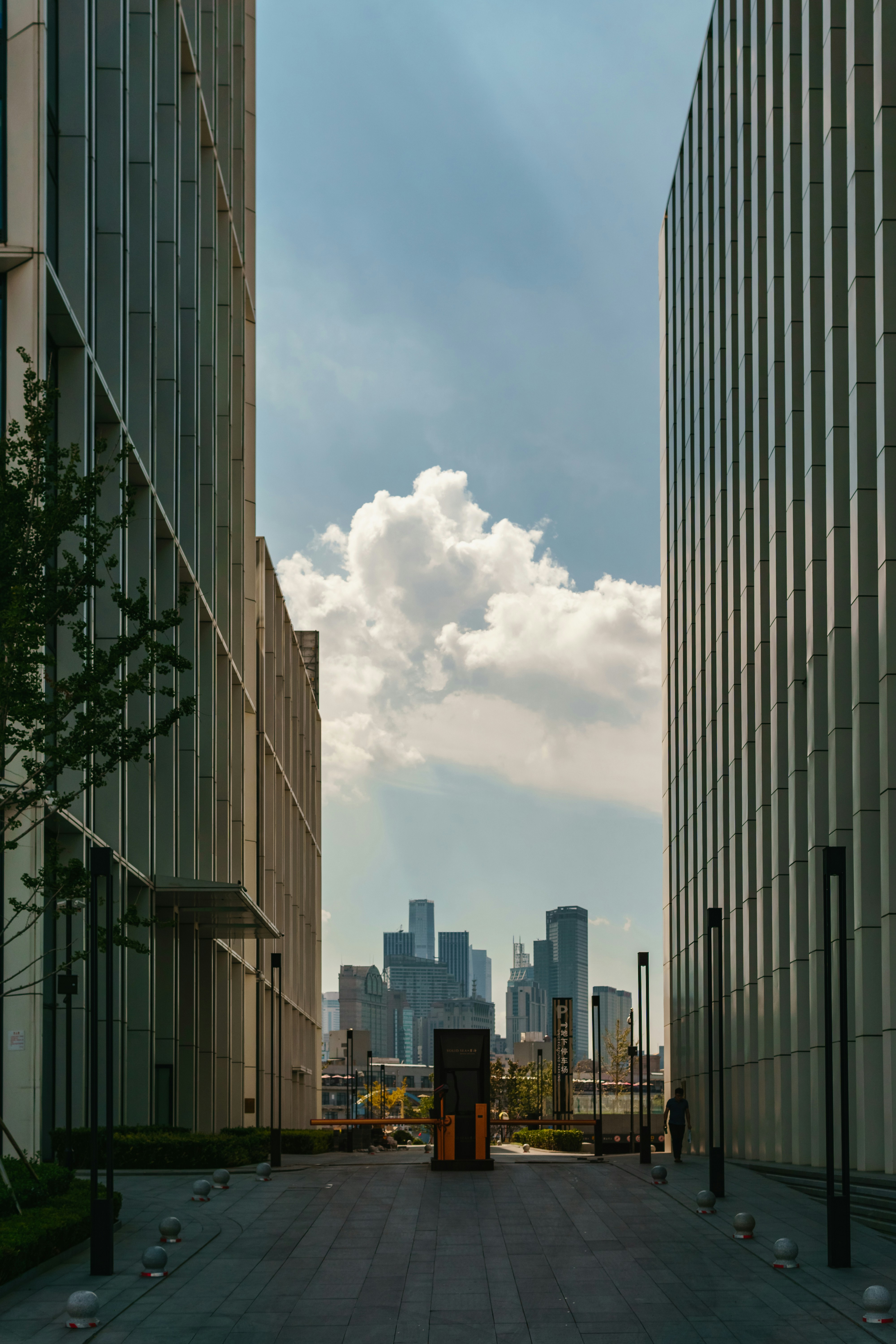 A city street with tall buildings and a sky background photo – Free ...