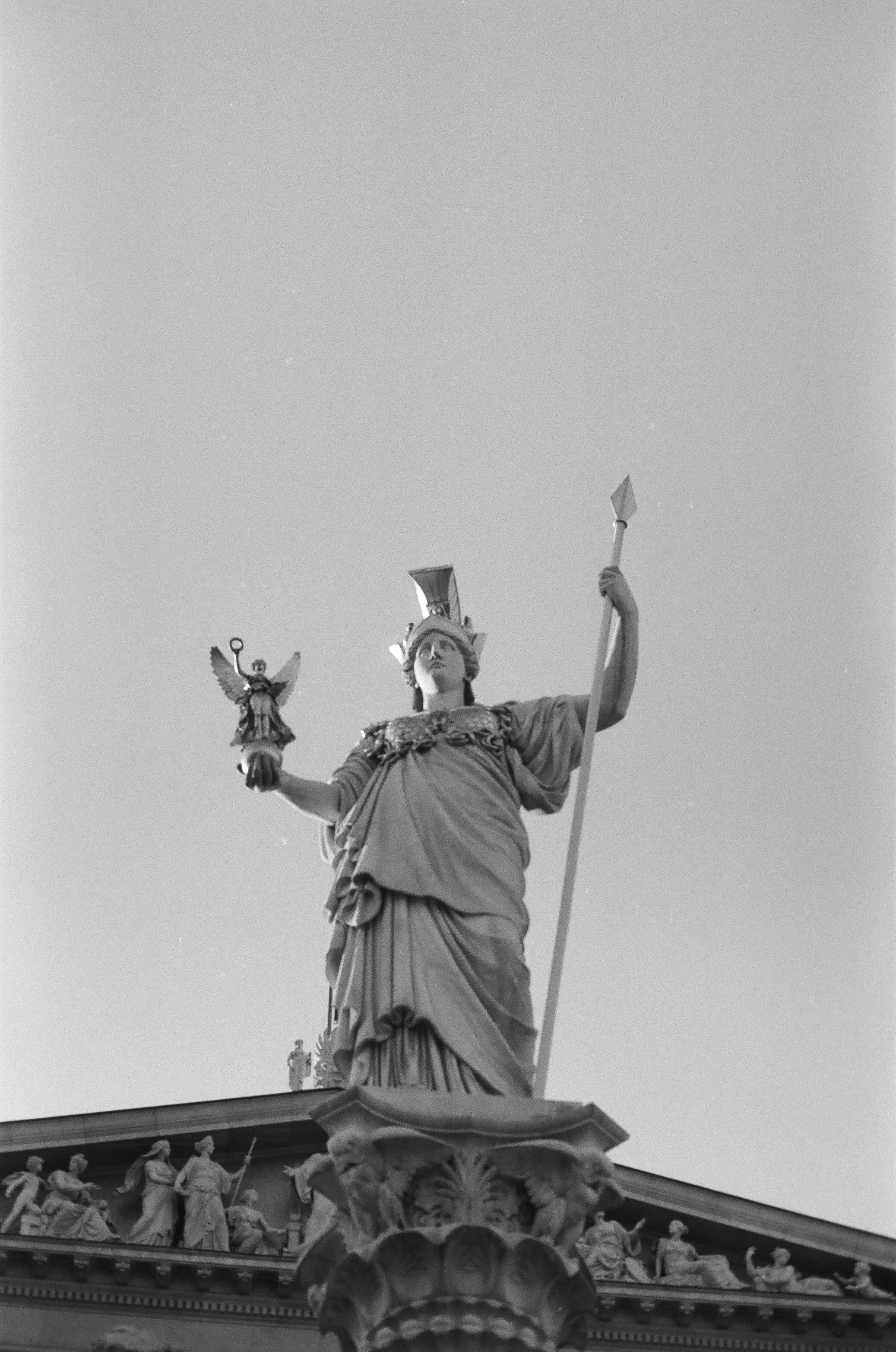 A black and white photo of the statue of liberty
