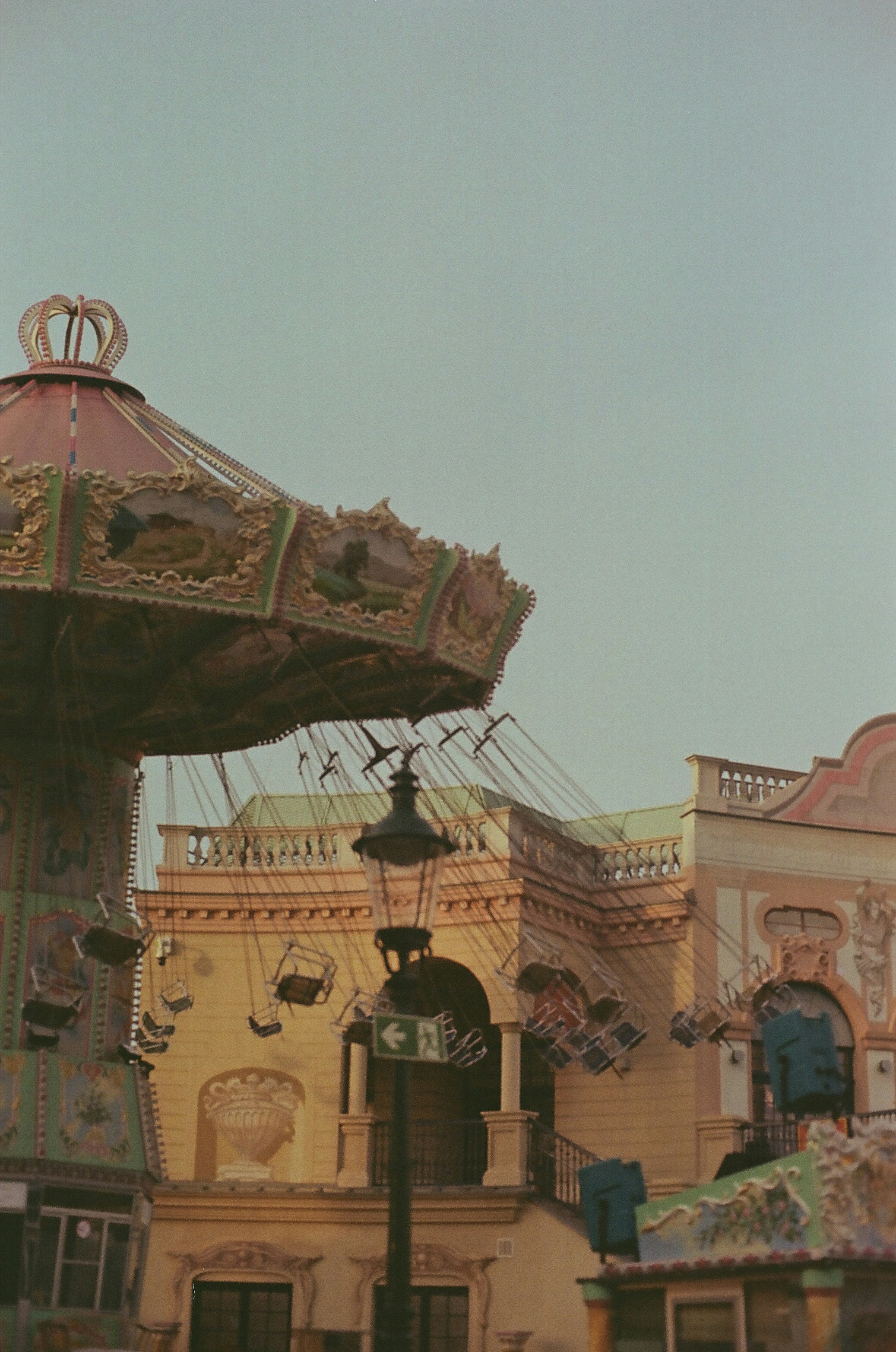 A carousel in the middle of a town
