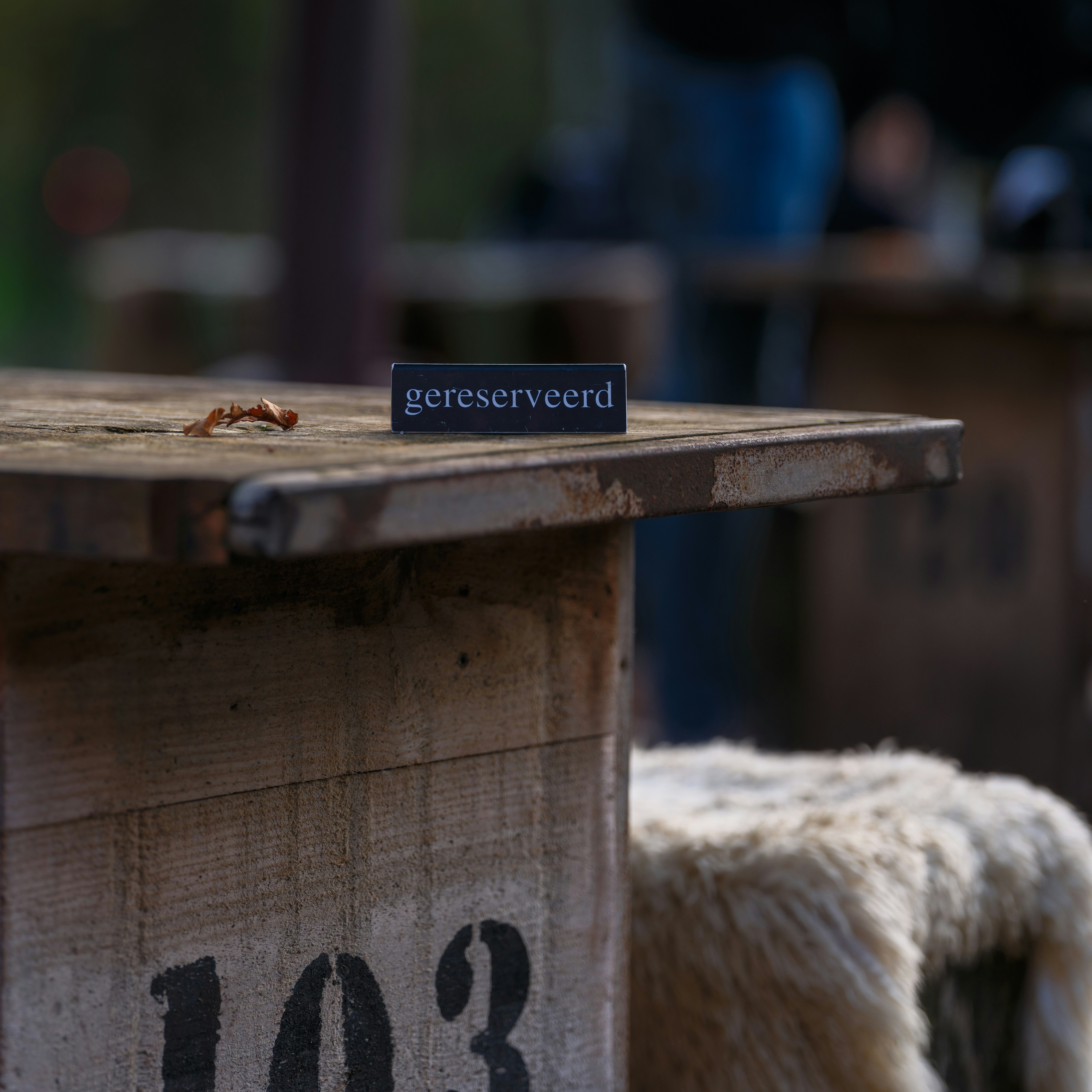 A table that has a number on it