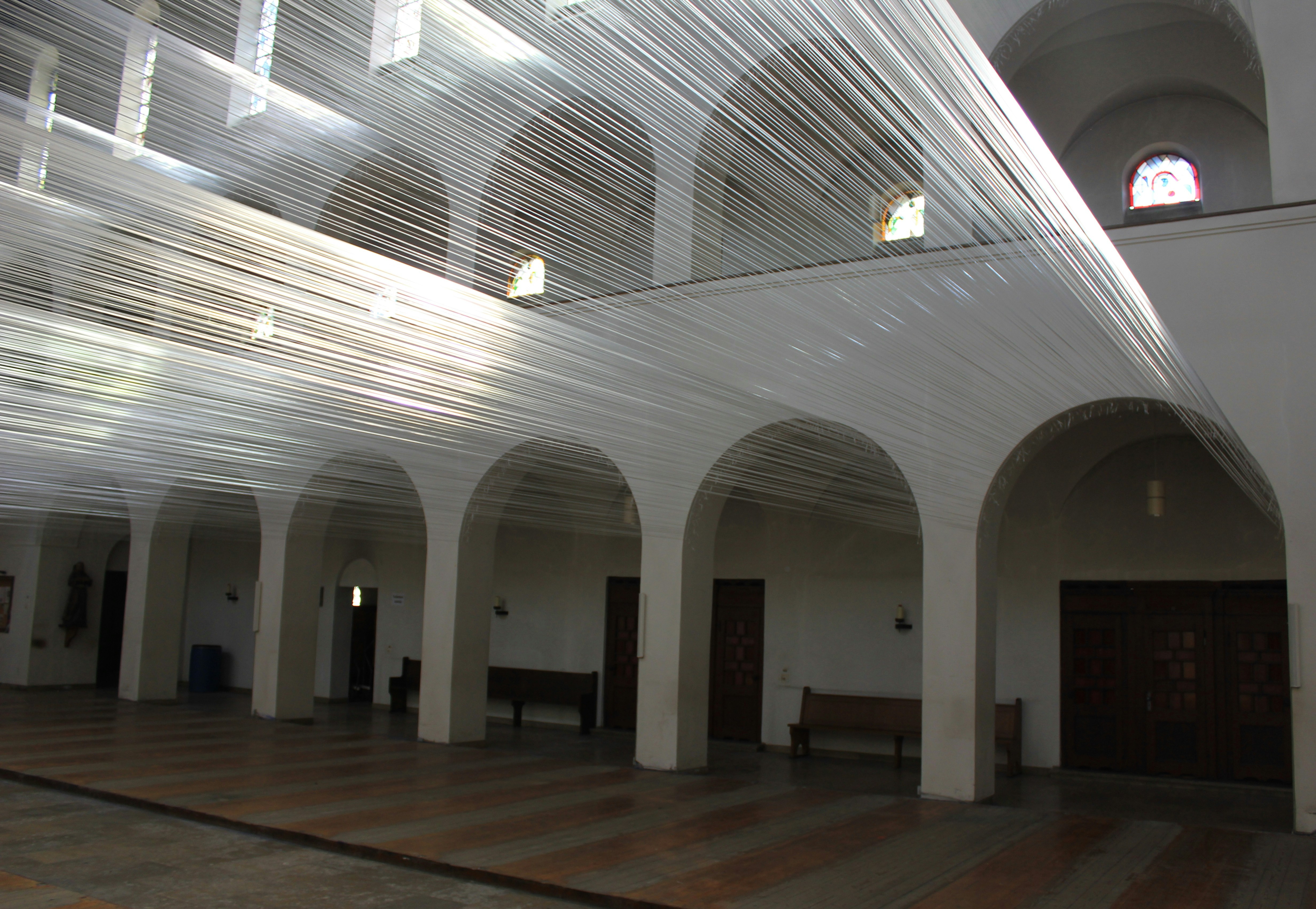 A large room with a lot of white walls