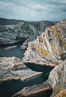 A large body of water surrounded by rocks