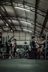 A group of people working out in a gym
