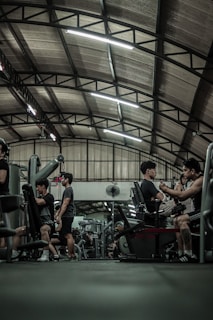 A group of people working out in a gym