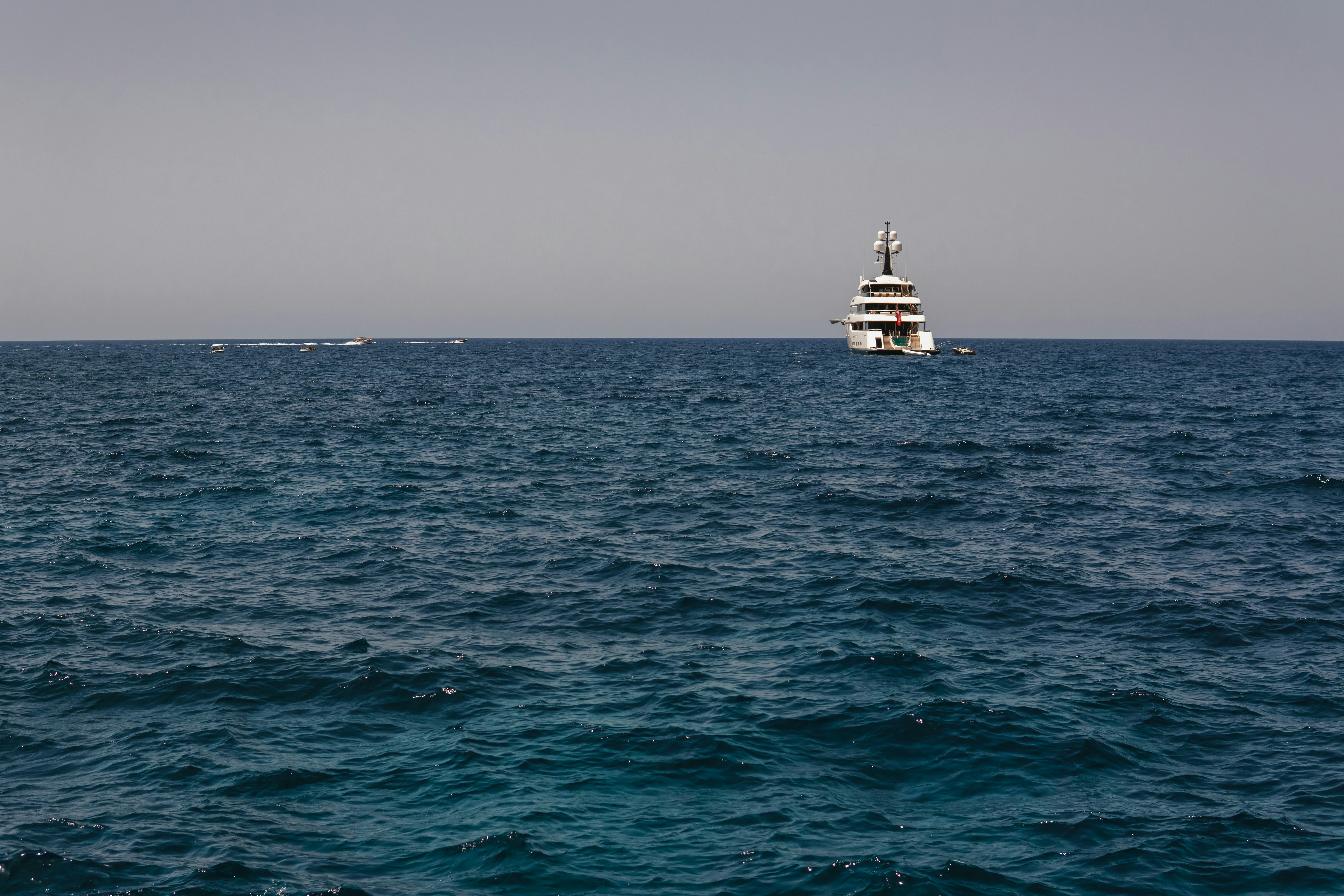 A large boat in the middle of the ocean