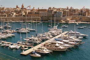 A harbor filled with lots of boats next to a city