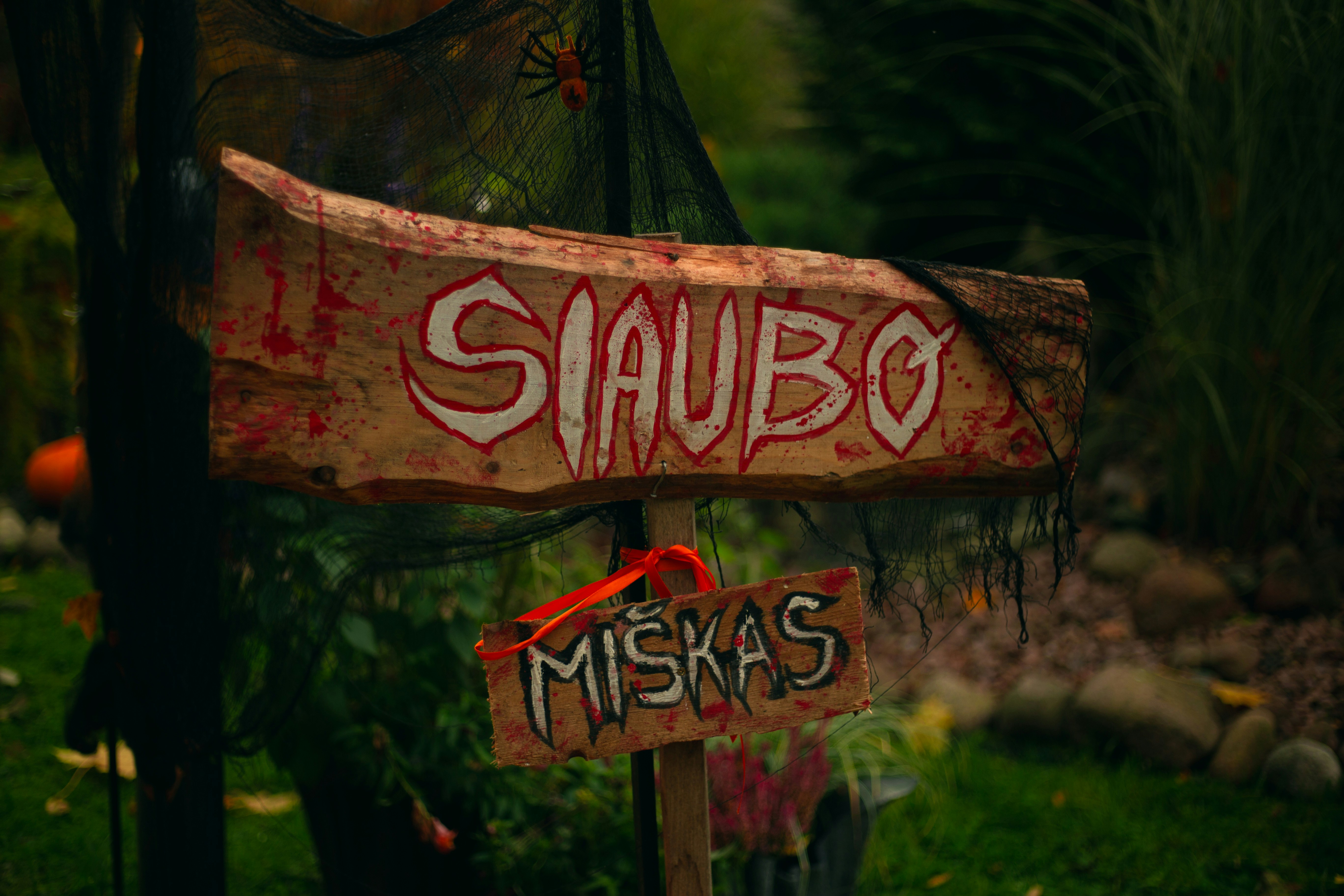 Fotomural A wooden sign that says shaubo and miska's