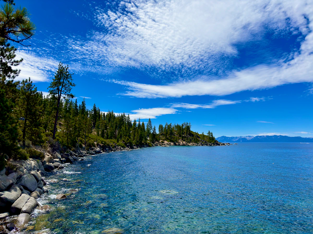 Pines and granite along the shore of Lake Tahoe on a late summer day