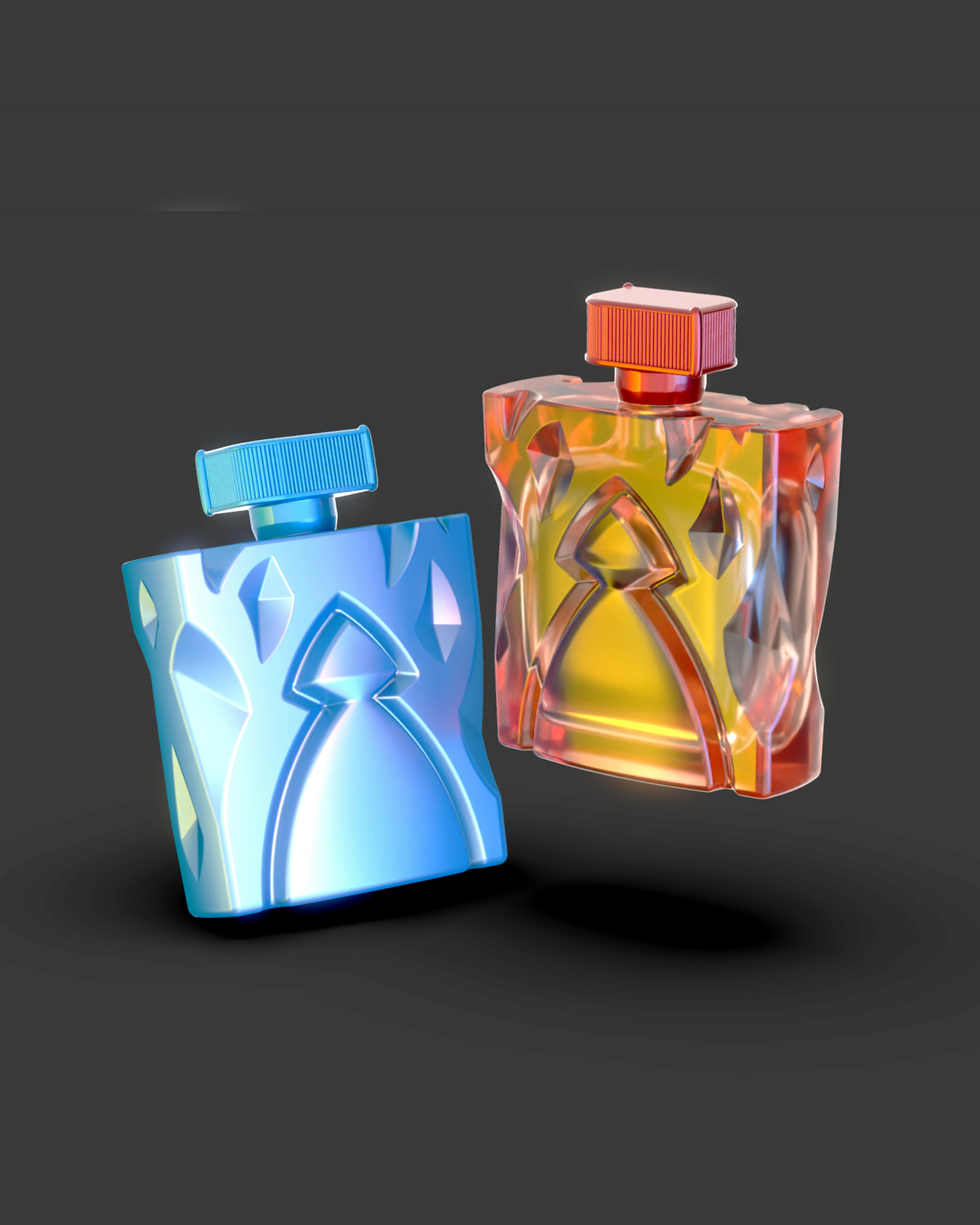 Ein paar Flaschen, die nebeneinander stehen