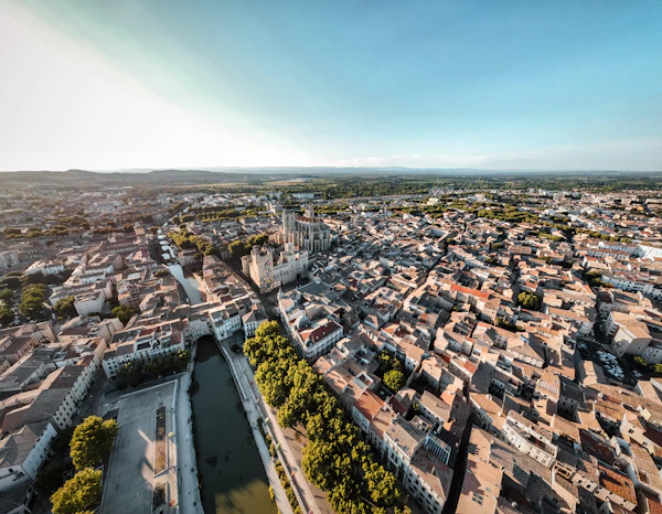 Centre-ville Narbonne vue aérienne