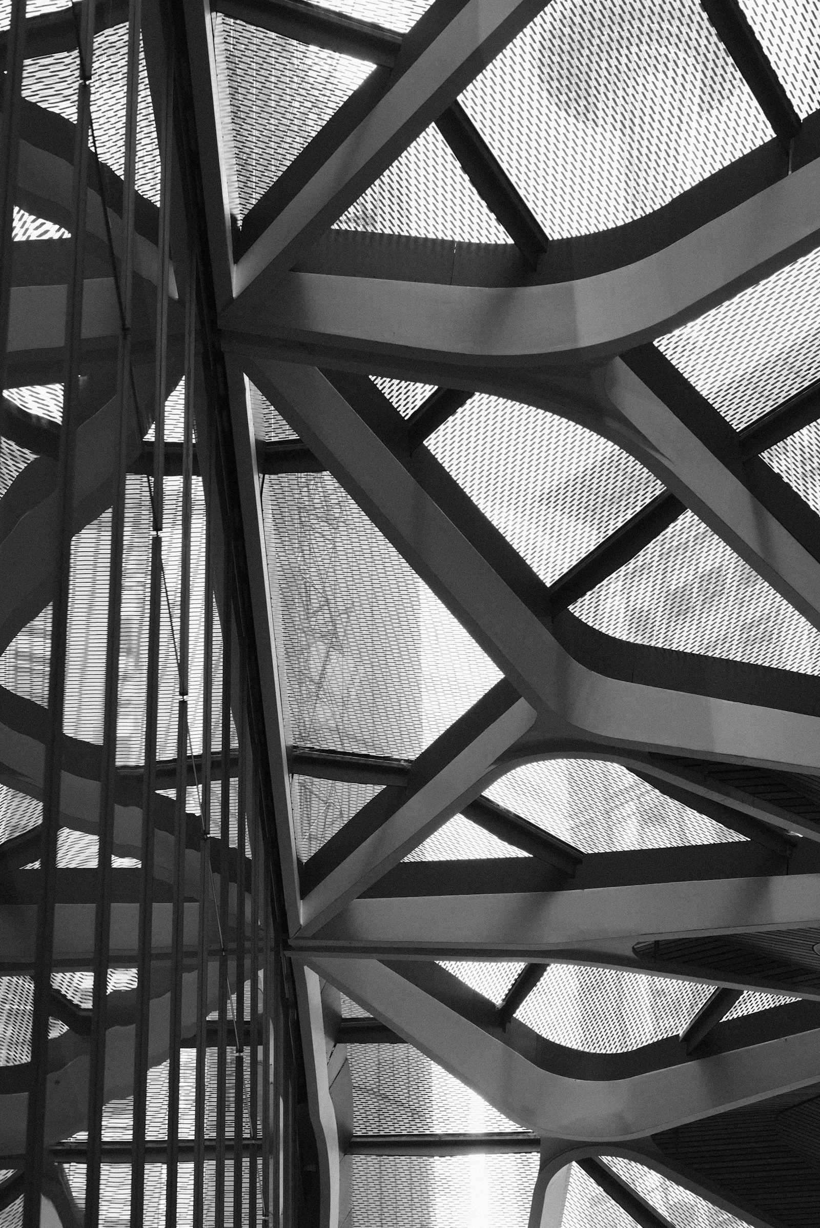 Black and white photo of a metal structure against an Australian skyline