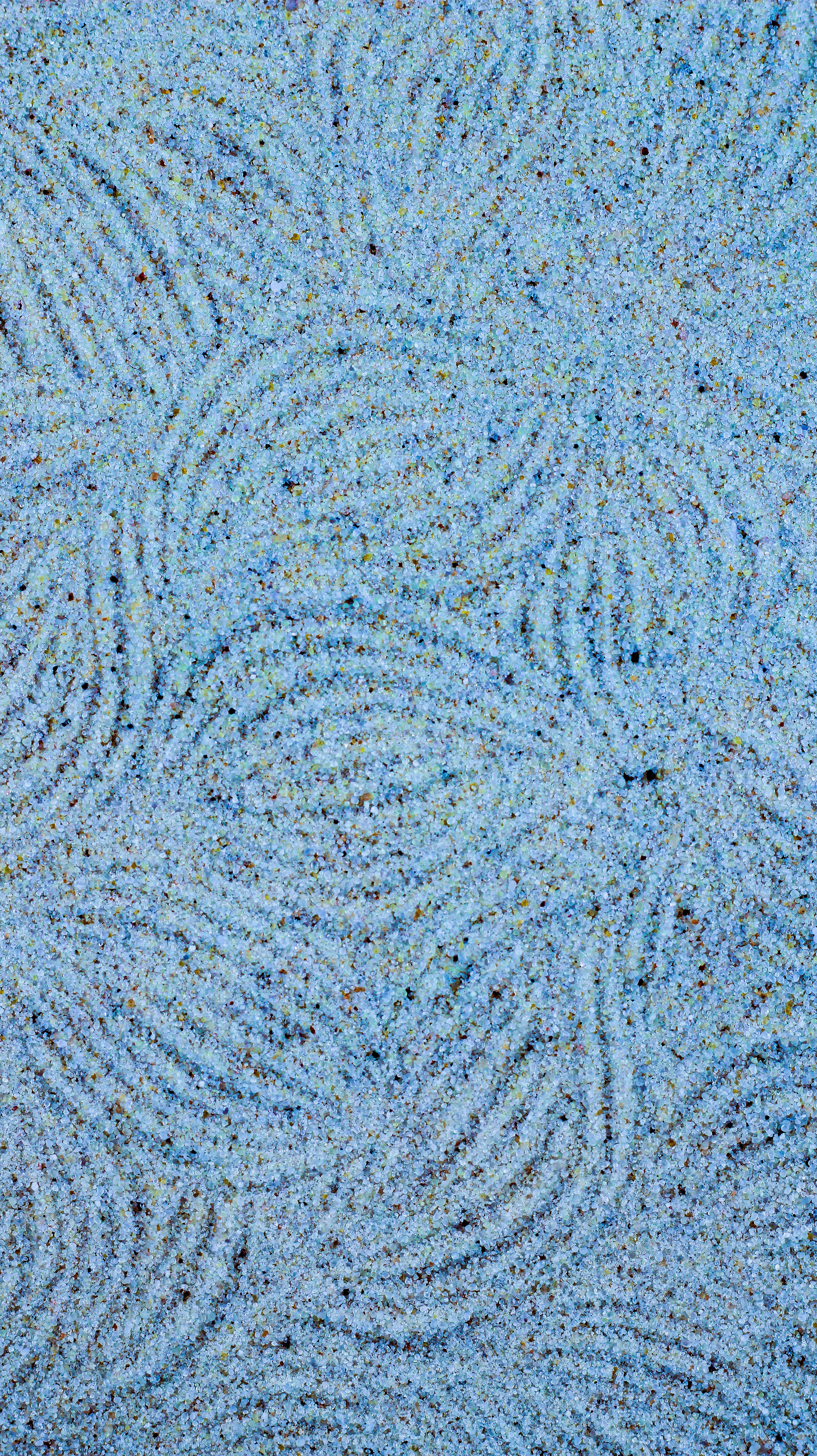 A blue carpet with a circular design on it