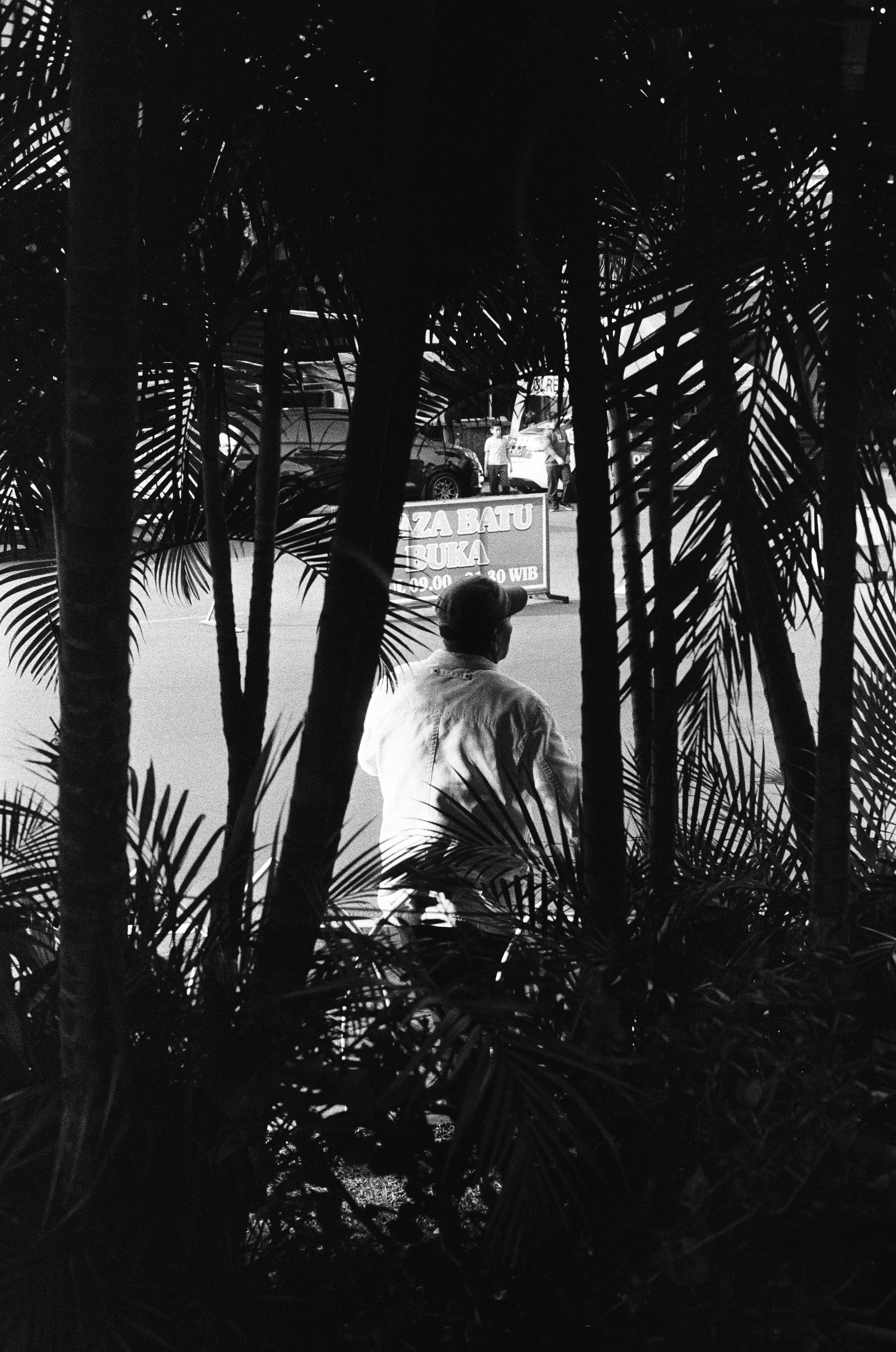 Une photo en noir et blanc d’une personne dans les bois