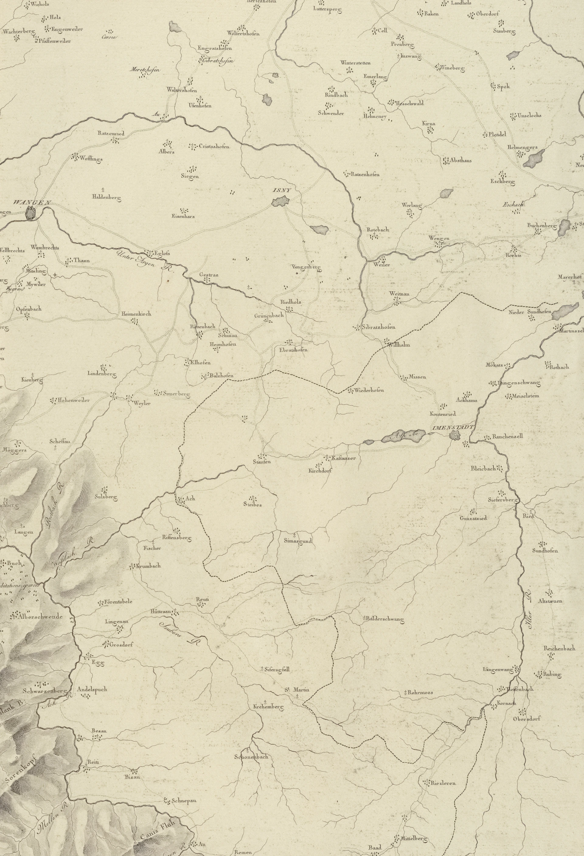 Detailed vintage map showing rivers and settlements