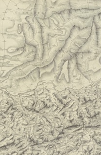 Detailed topographic map of a mountainous region