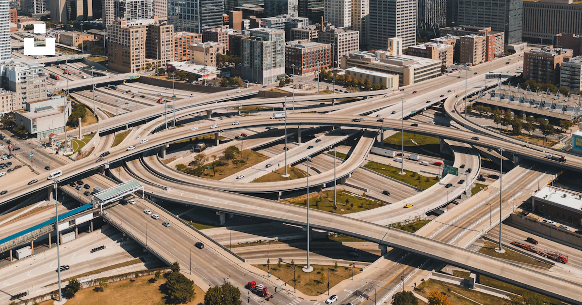 Intersection Chicago An aerial view of a highway intersection in a city photo – Free Chicago ...