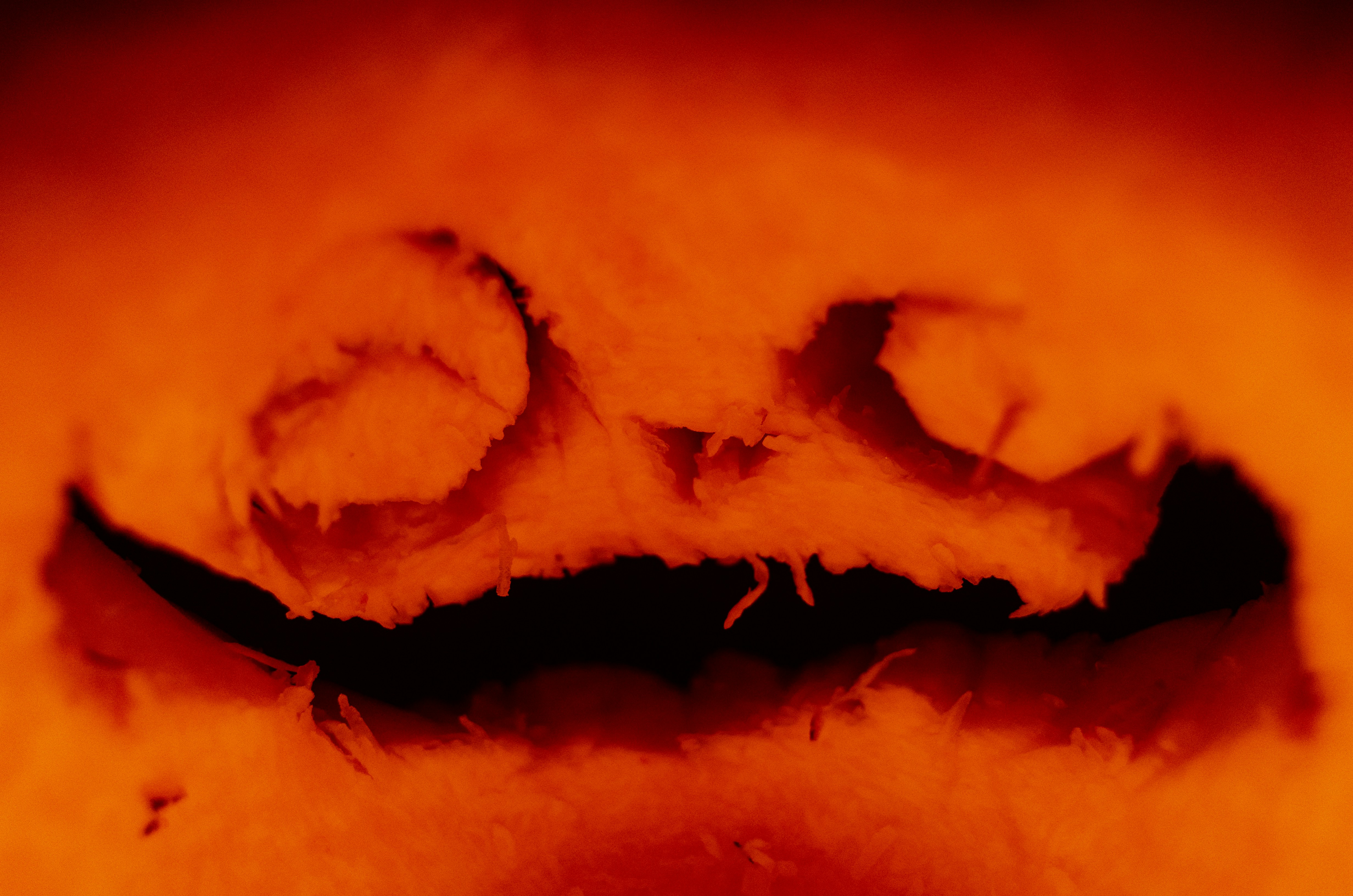 Nahaufnahme eines Feuers mit einem darauf gezeichneten Gesicht
