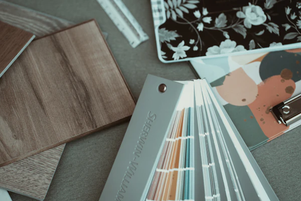 Creating a Consistent Finish Palette: A couple of cards sitting on top of a table