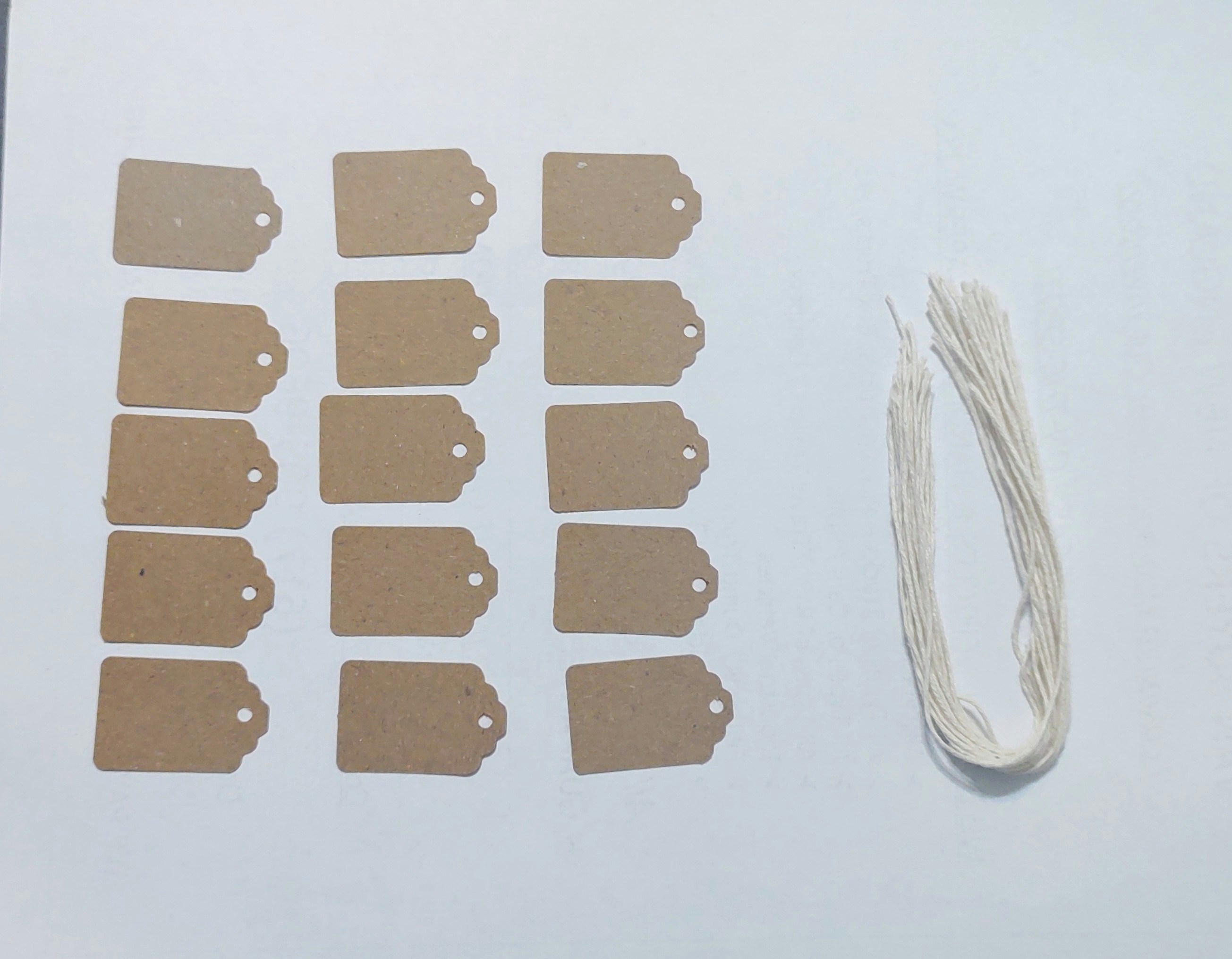 Kraft paper gift tags bundle with twine in natural tones