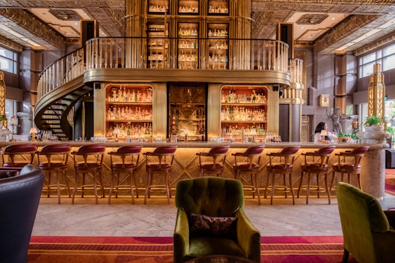 A large room with a bunch of chairs in it