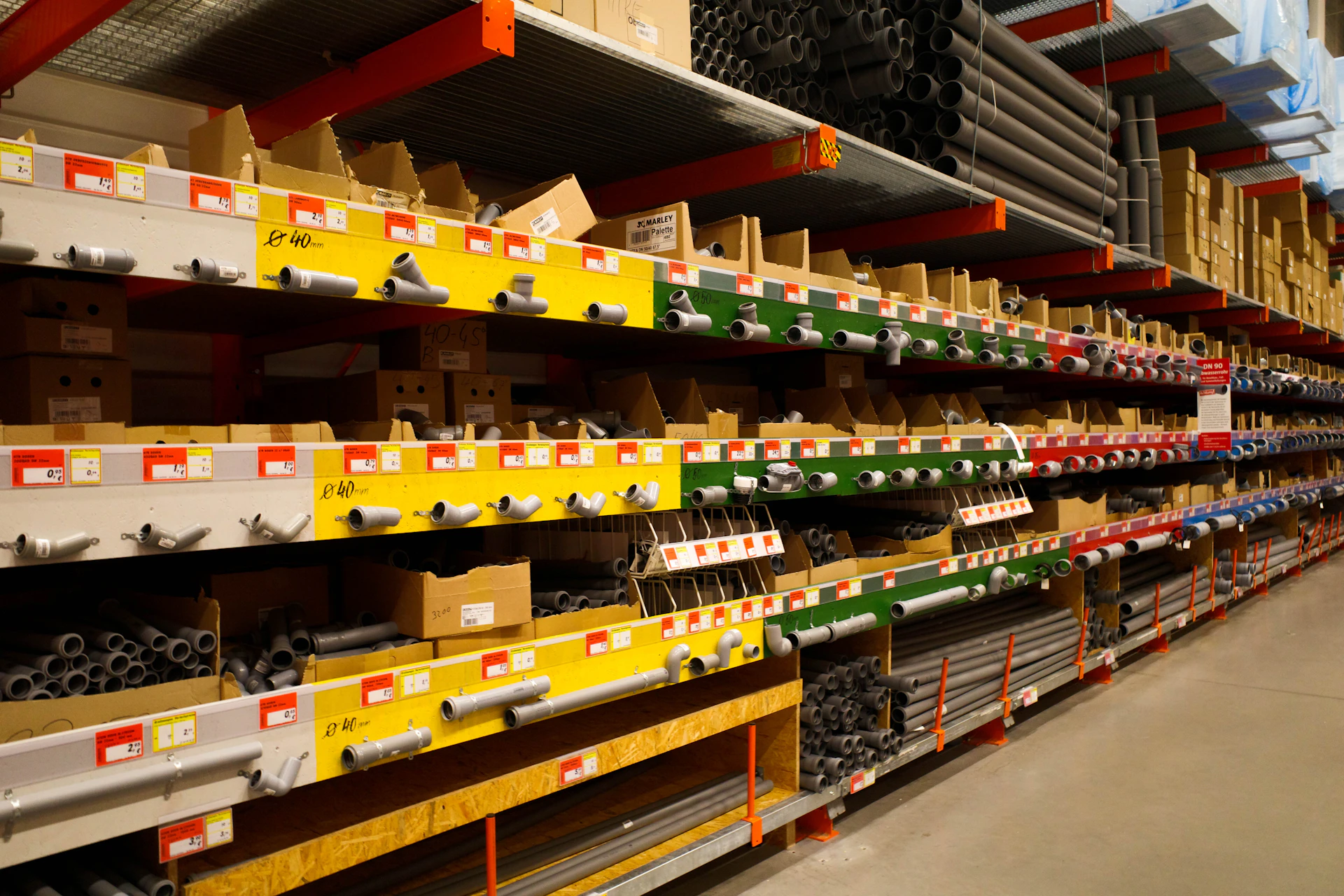 A large warehouse filled with lots of shelves