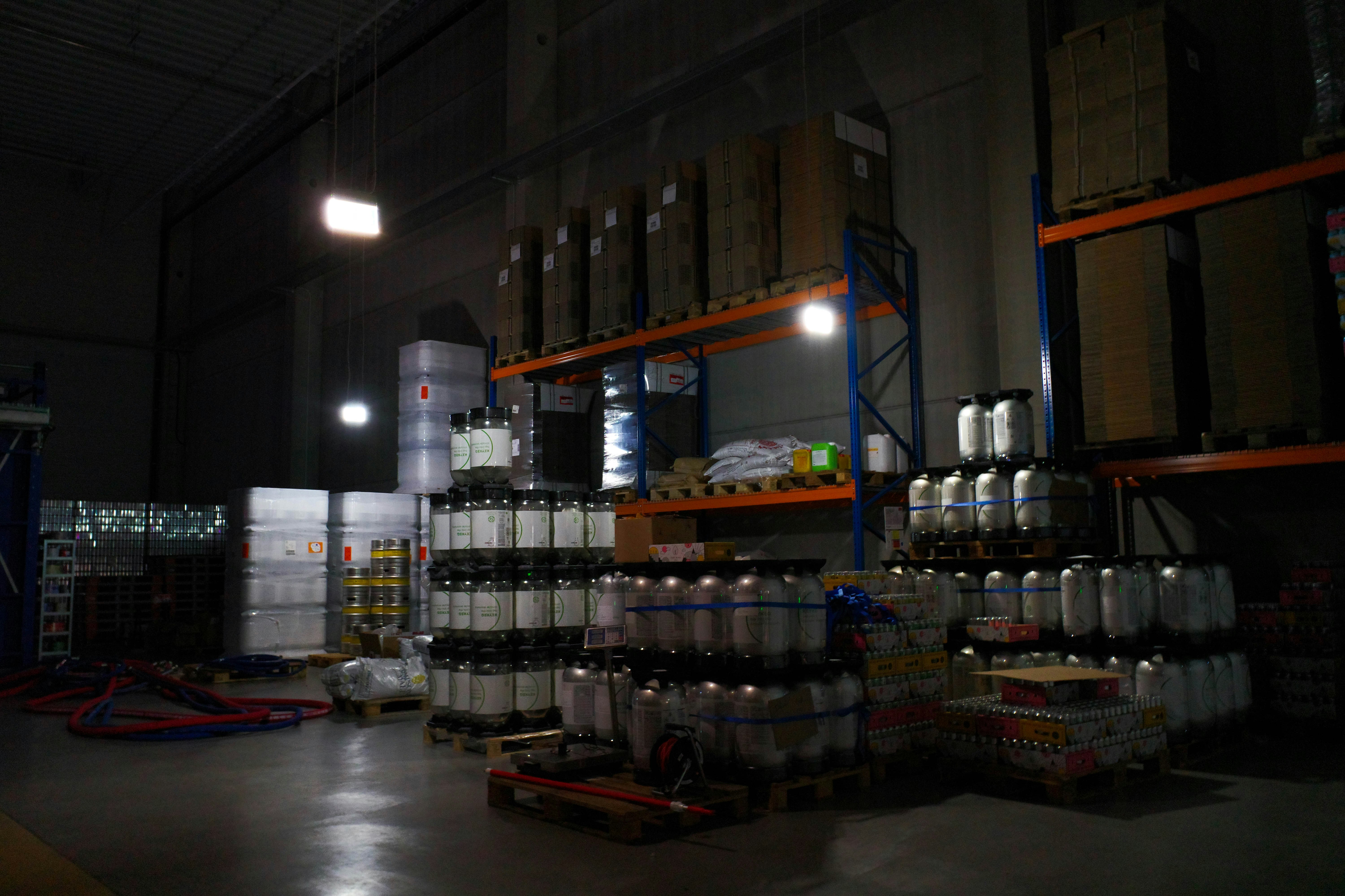 Warehouse filled with beverage bottles