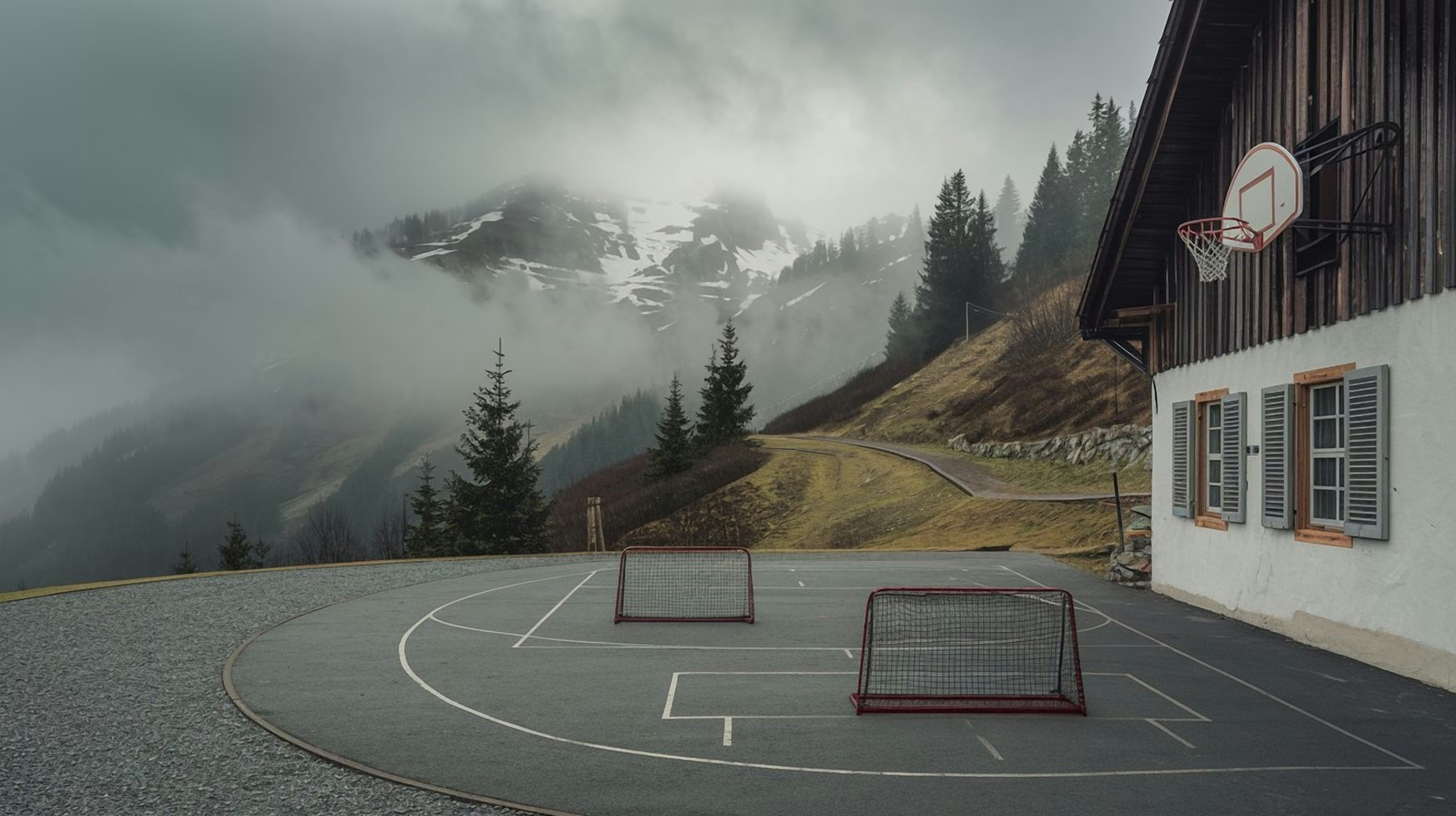 Calentamiento previo en una arena de baloncesto antes del partido