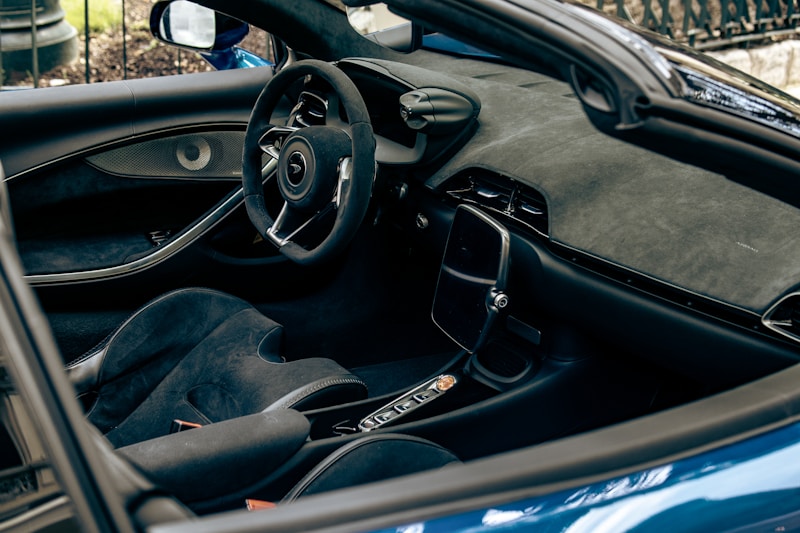 stunning blue sports car with premium interior