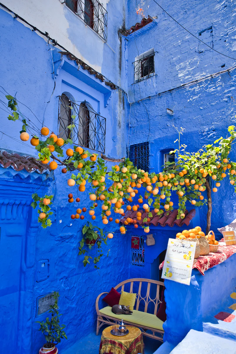 Blue alleyway in Chefchaouen, Morocco
