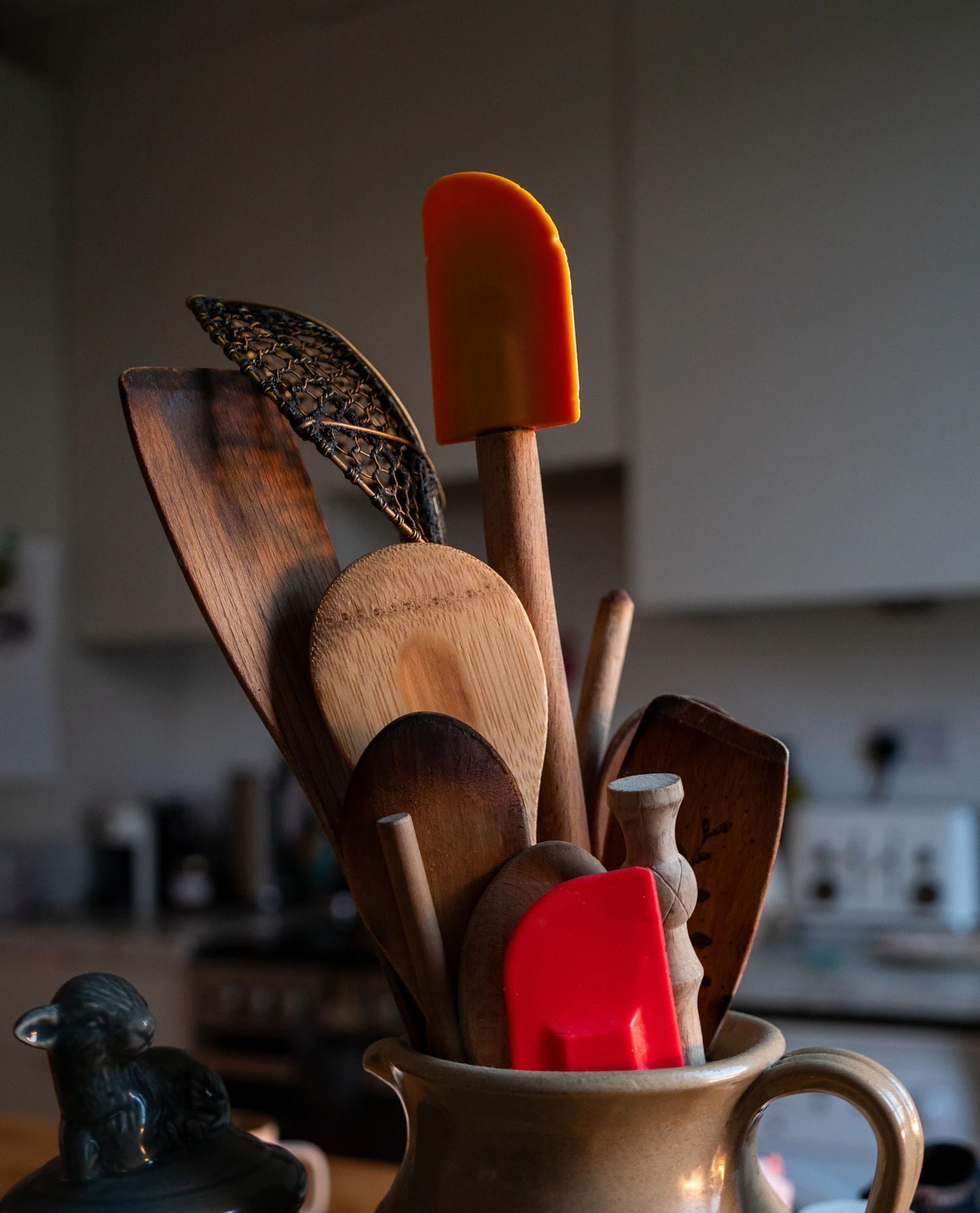 Photo of a similar item: Teak Wooden Utensil Set with Holder, 8 Pieces