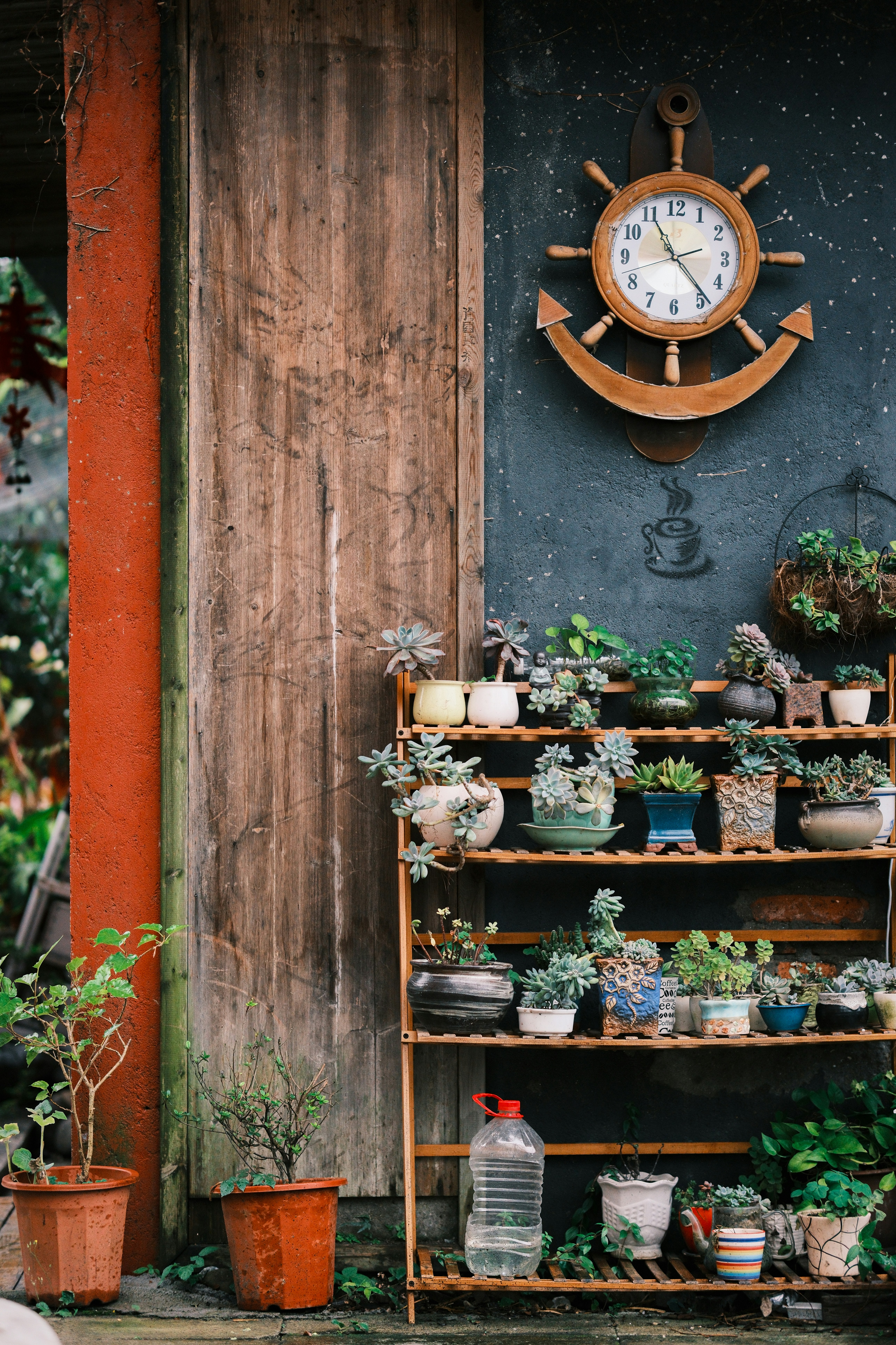 A clock mounted to the side of a building