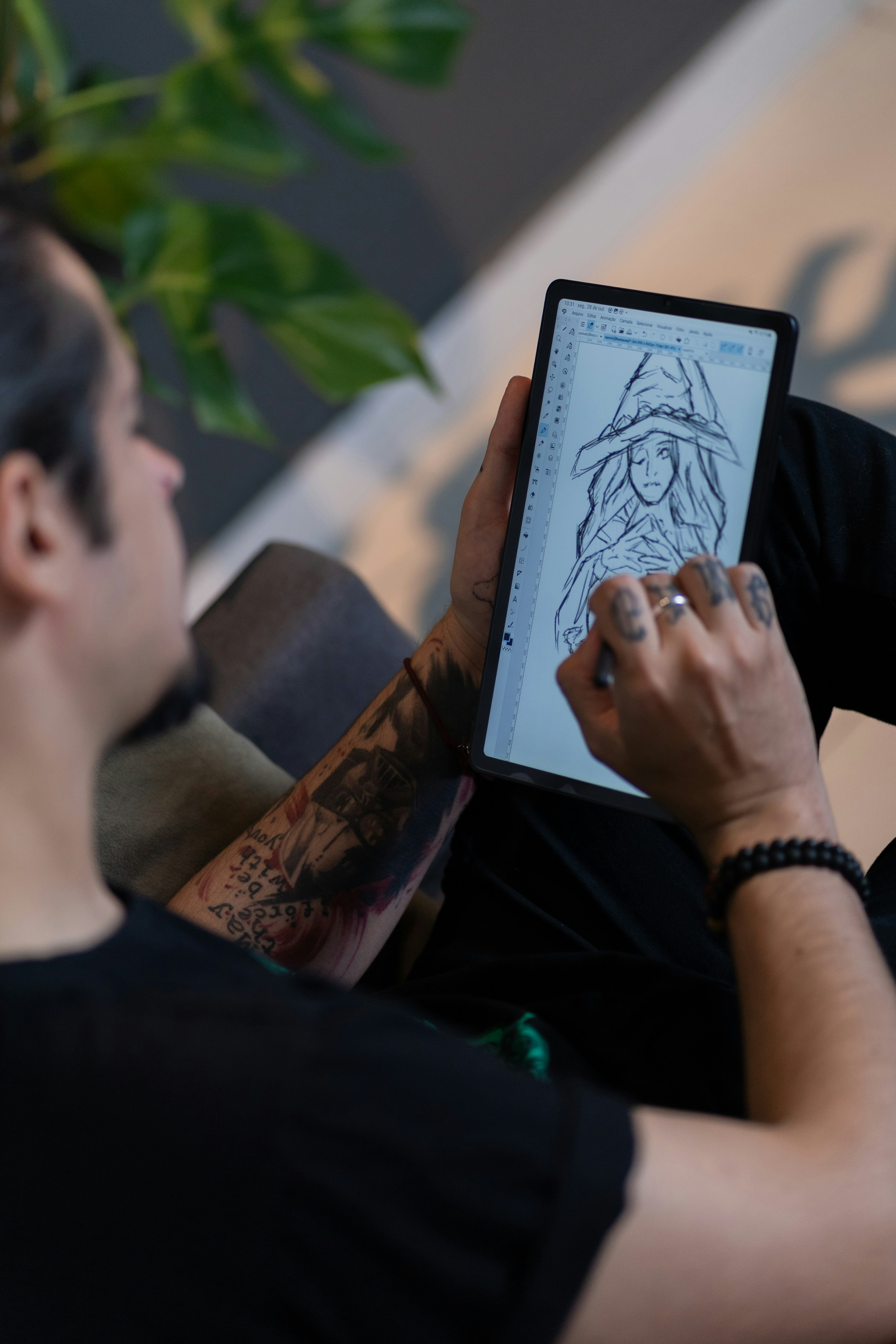 Couple looking at home design inspiration on a tablet