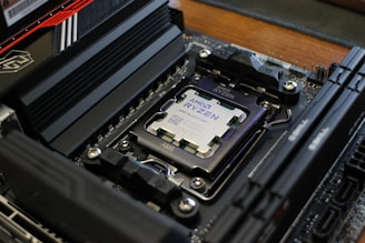 A close up of a hard drive in a case