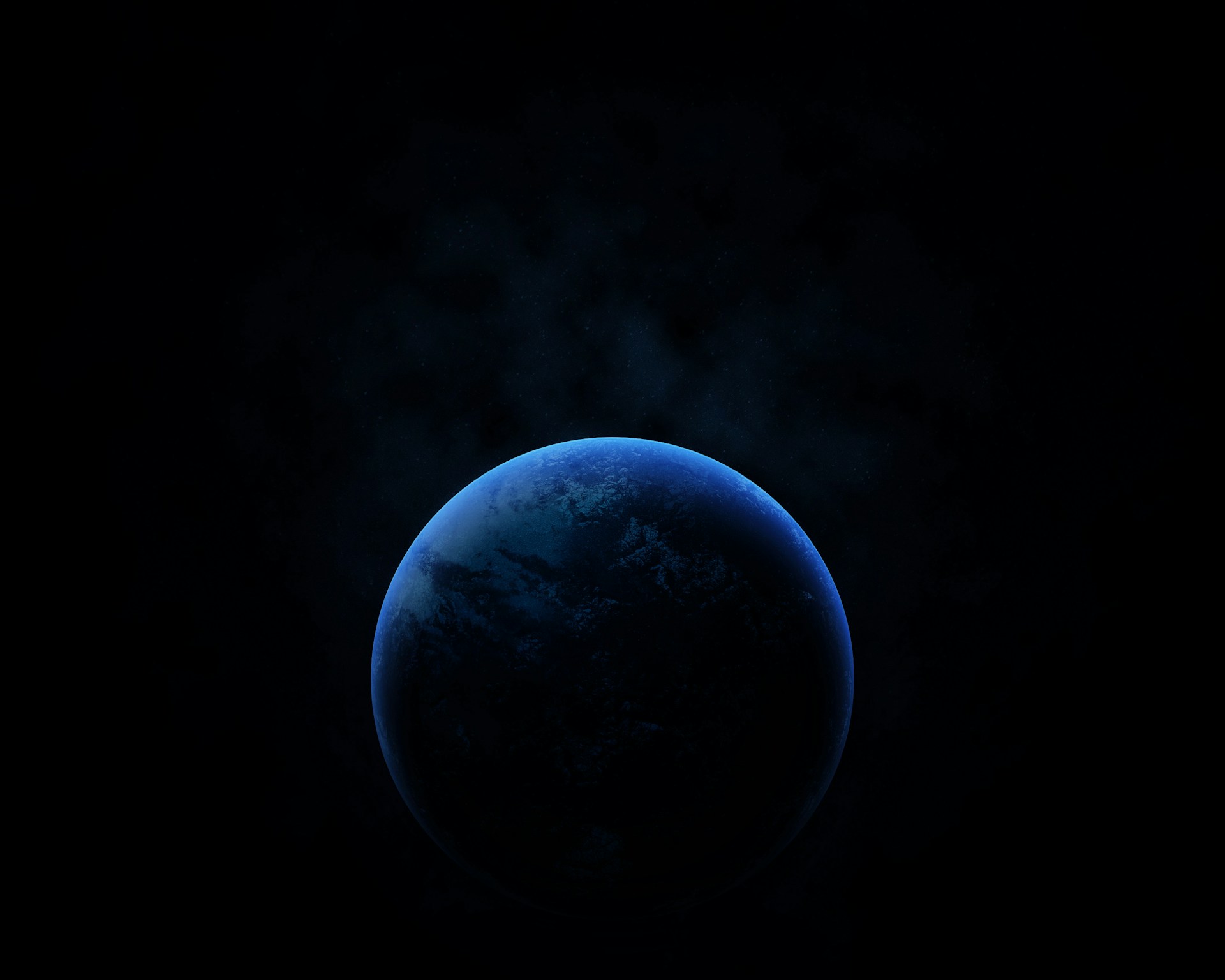 A blue planet with a black background