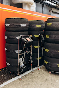 A group of tires stacked on top of each other