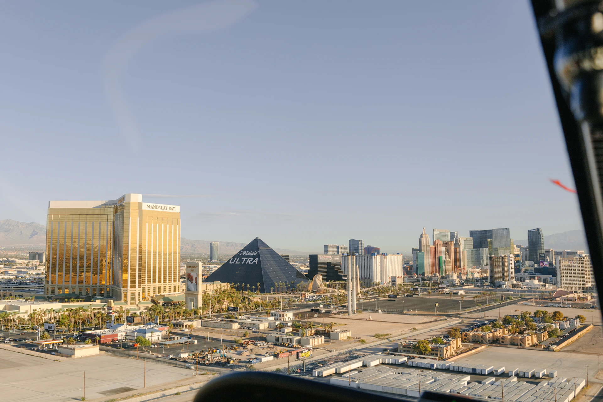 A view of a city from a plane window